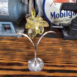 Vintage Amber faceted flower. By Godinger